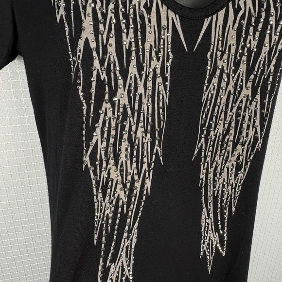 Vocal Angel Wings Top Womens Small Ladder Cutout Rhinestones Graphic Baddie Vamp - Picture 2 of 7